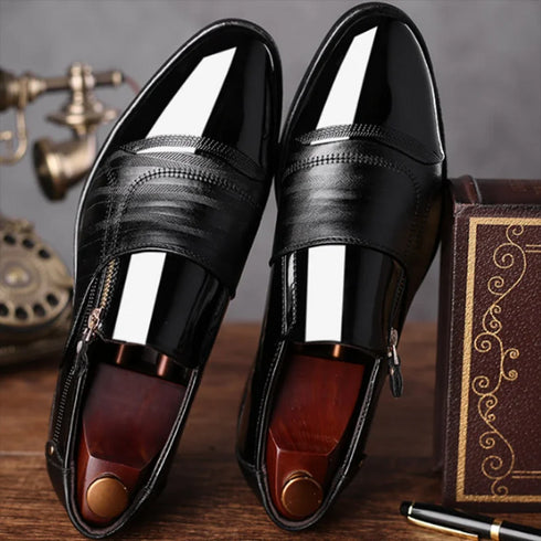 Elegant Slip-On Formal Dress Shoes for Men - Plus Size Pointed Toe Wedding and Business Casual Footwear